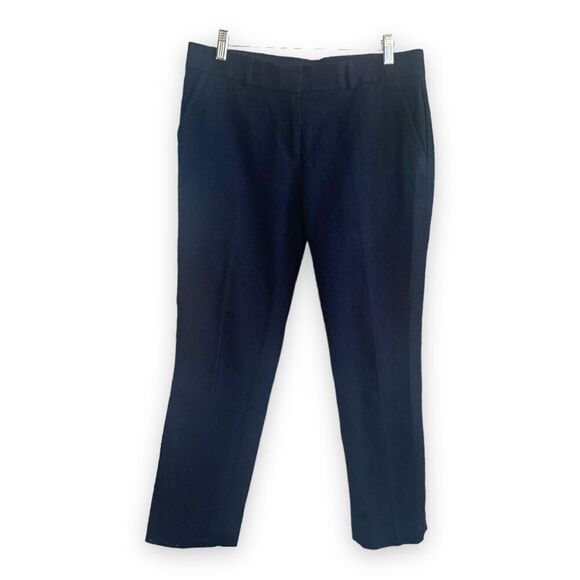 Tory Burch Navy Blue Straight Leg Trousers Lightweight Crepe Tailored Pants - Picture 6 of 14